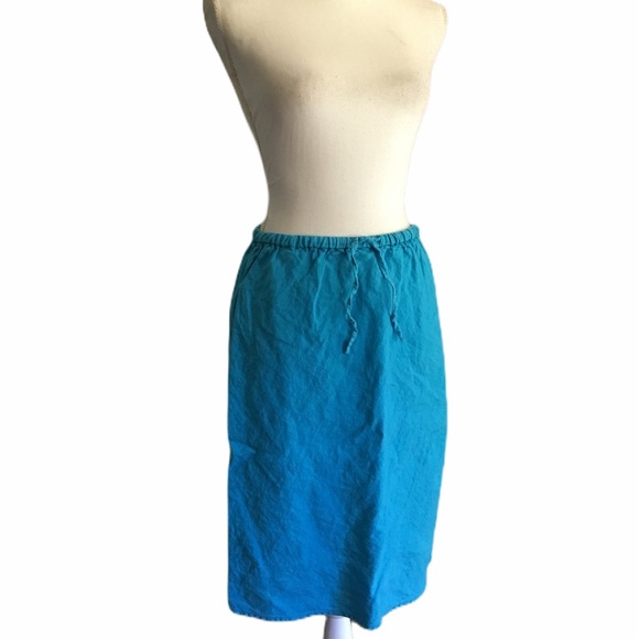 Blue Linen Pull-on Casual Skirt Medium - Picture 2 of 11
